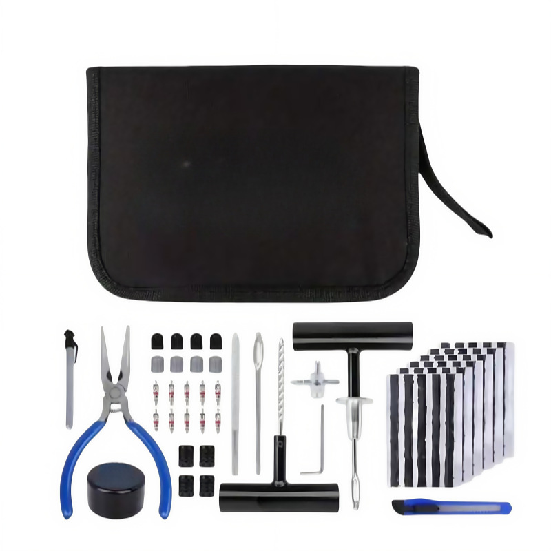 62Pc New Emergency Tire Repair Tool Set, Vacuum Tire Fast Blue and Black, Essential Repair for Travel