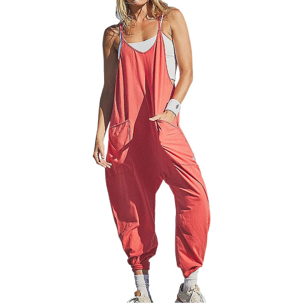 2022 mujeres europeas y americanas ropa Amazon tamaño estación independiente popular color sólido cremallera parche bolsa Sling jumpsuit grasa cadera Pantalones