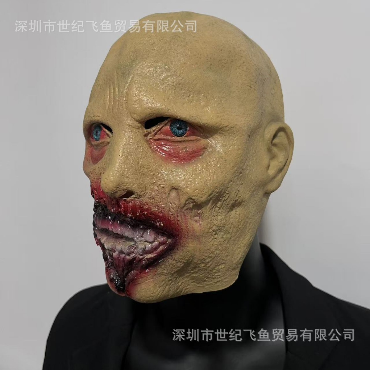 Halloween horror sin boca alienígena transfronteriza venta caliente nuevo zombie cosplay cámara secreta de látex cubierta de cabeza
