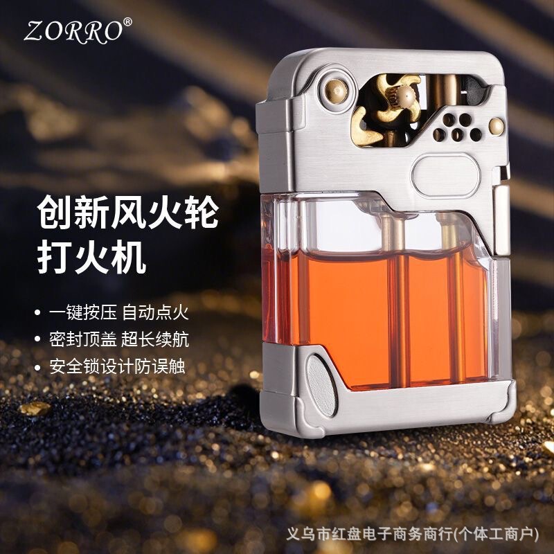 Zorro Z833 Hot Wheels Mecha Transparent Chamber Semi-Automatic Kerosene Lighter Classic Press Gear Gift for Boyfriend Zorro Z833 Hot Wheels Mecha Transparent Chamber Semi-Automatic Kerosene Lighter Classic Press Gear Gift for Boyfriend