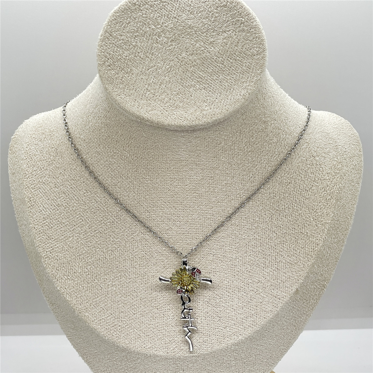 Collier pendentif tournesol coccinelle à sept étoiles, à la mode et polyvalent, accessoires de bijoux pour animaux pour femmes_voghion.com