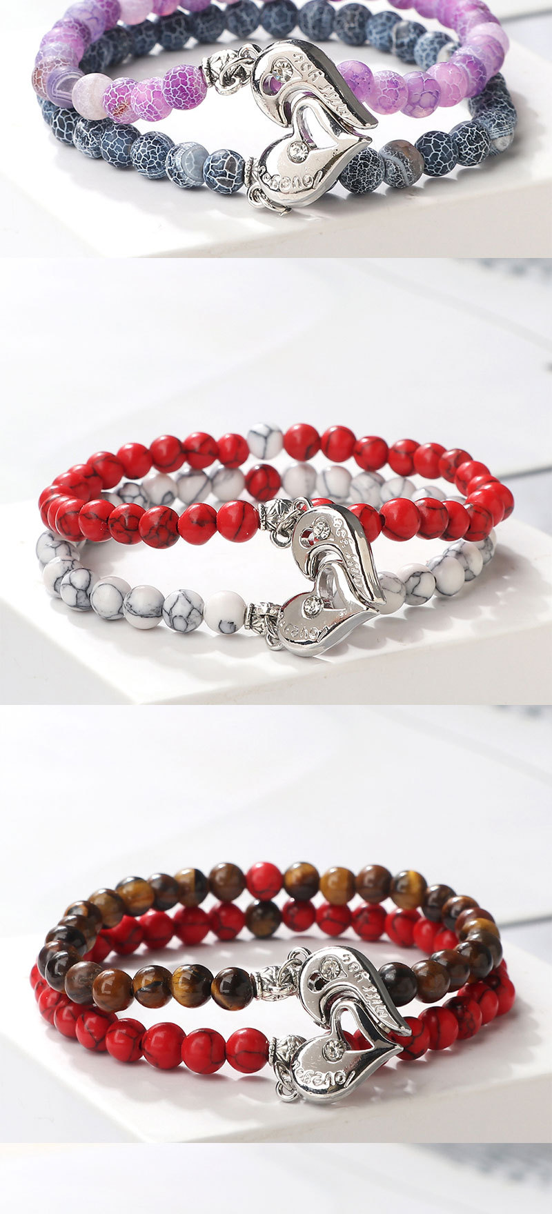 Creative water drop stacking magnetic buckle bracelet cute three dimensional pendant bracelet pearl pattern water drop men and women set jewelry_voghion.com
