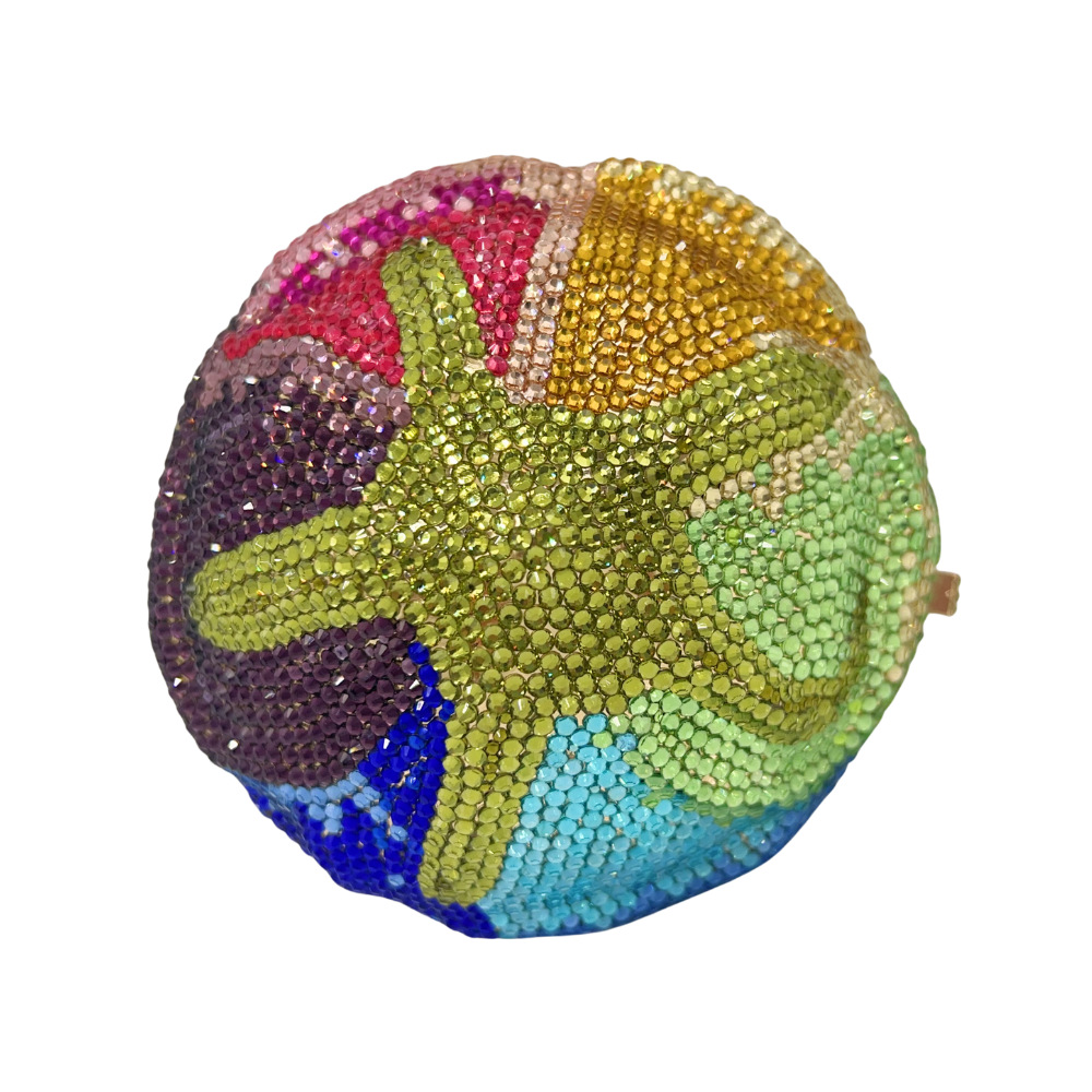 Túi clutch dạ hội đính kim cương hình hoa nổi 3D — màu đỏ, hoa hồng đỏ, vàng, bảy màu chi tiết 26