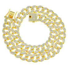 欧美嘻哈夸张满钻古巴链项链 潮人男士霸气说唱街舞穿搭配饰颈链