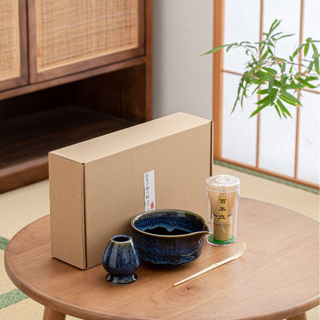 Tazón de matcha de estilo japonés, juego de matcha de cerámica, té de bambú, cepillo de matcha, caja de regalo de ceremonia del té de la dinastía Song de Baibenli