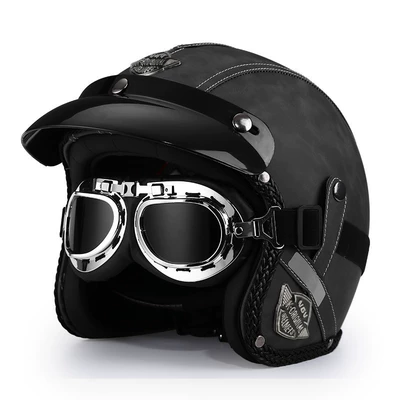 Cruise Motorcycle Helmet for Men, Motosiklet dəbilqələri - m-old-gray-silver-mirror-free-hat-brim-face-towel