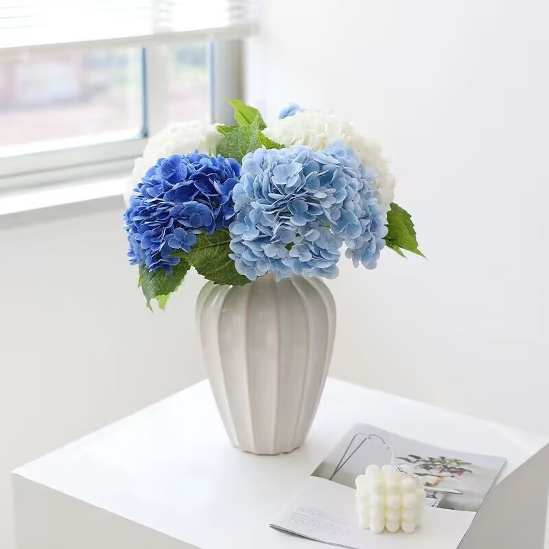 Sensación de hidratación simulación hortensia 176 unidades flor decoración de la boda azul grande hortensia salón decoración del hogar
