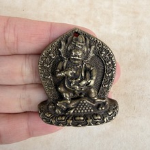 藏式黄铜牌佛牌吊坠文玩黑才神挂牌金刚项链饰品
