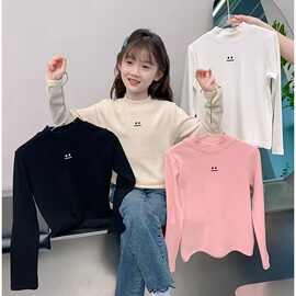 女童内搭秋冬季德绒打底衫儿童秋季半高领长袖T恤小女孩百搭上衣