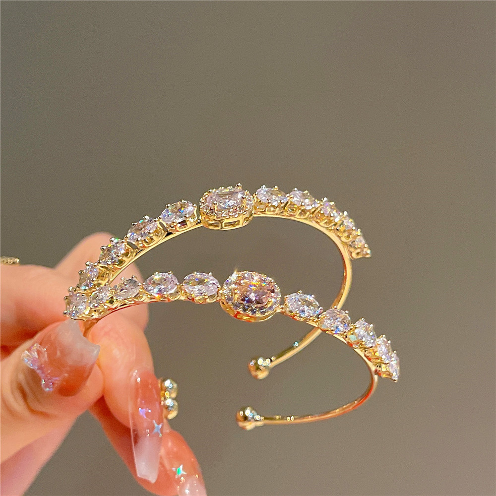 Pulseira de zircão para mulher estilo elegante rosa e branco_voghion.com