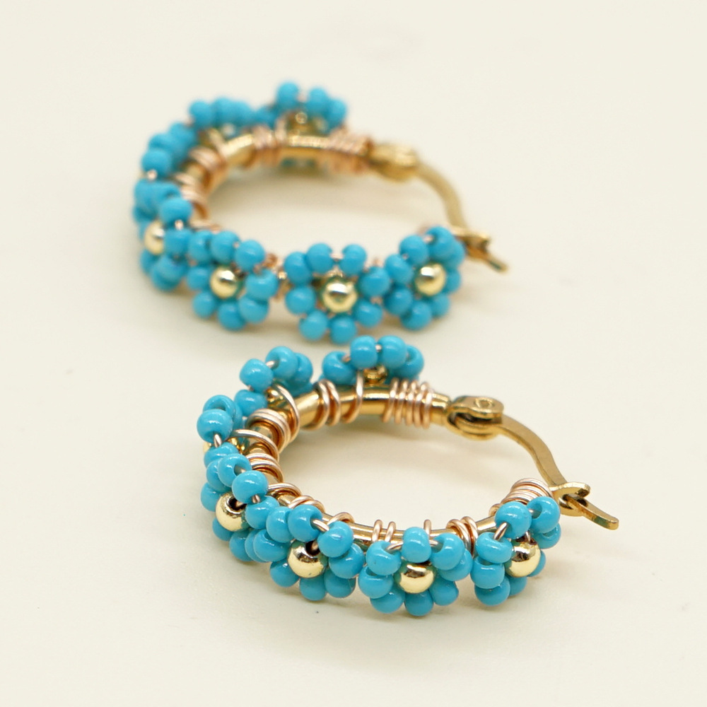 Glass, Glass/Colored Glaze Material 1 Pair Fashion Flower Handmade Glass Glass/colored Glaze Earrings