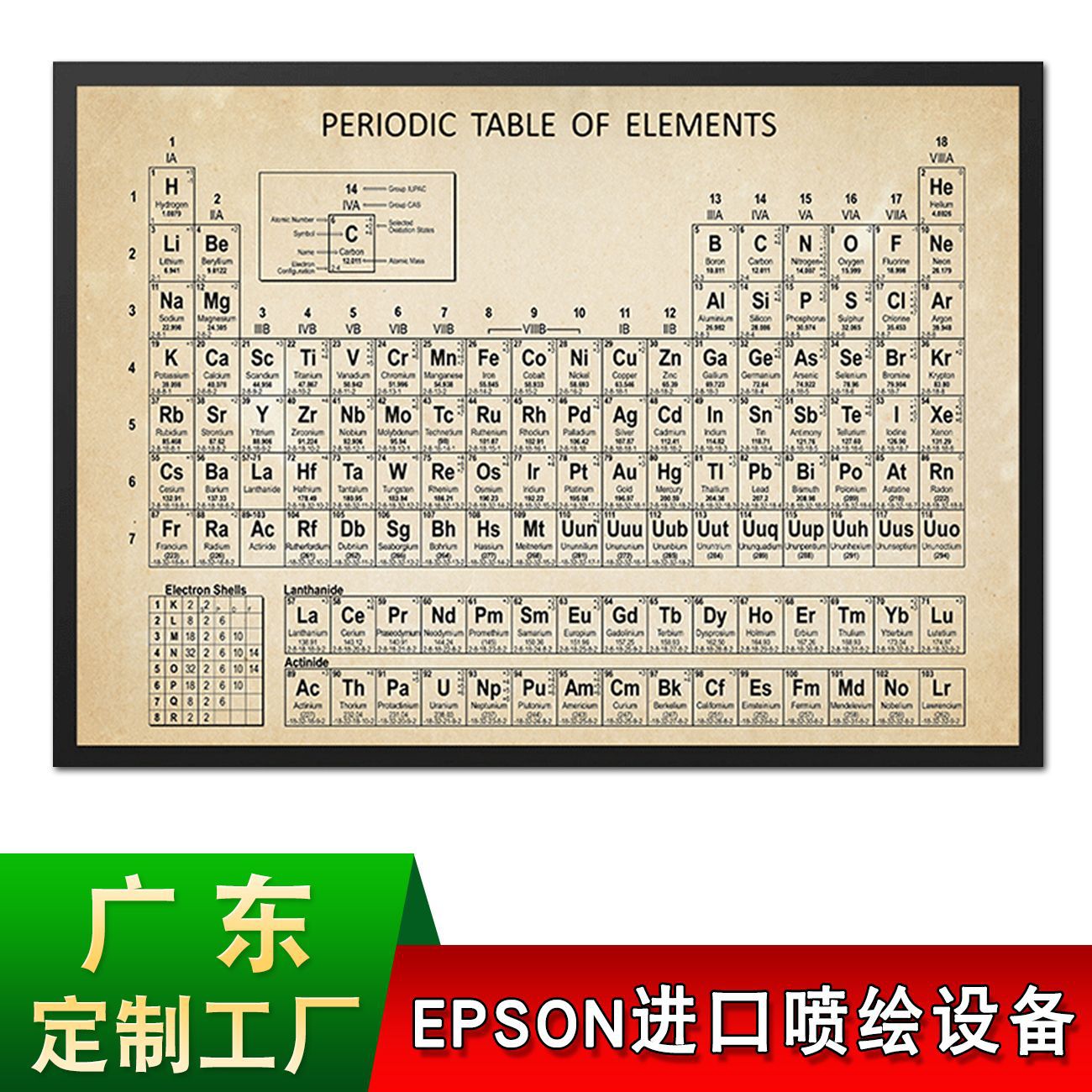 Amazon Periodic Table Poster Chemistry Children's Classroom Teaching Decoration Hanging Painting Solid Wood Hanging Painting Set Wall Painting