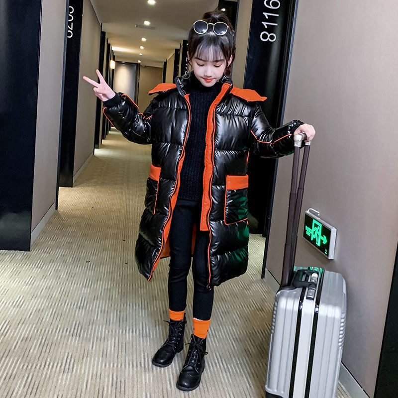 女童羽绒棉衣冬装中大童新款韩版时髦棉袄外套洋气儿童中长款棉服
