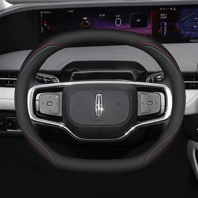 2025 New Lincoln Navigator Steering Wheel Cover 23 Lincoln Double D Special Car Interior Modified Ultra-Thin Handle Cover (Steering wheel cover) - lincoln-double-d-type-double-color-line-ultra-thin-model-default