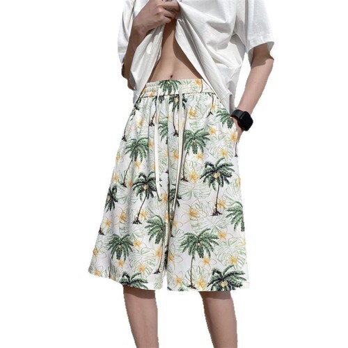 Hawaiian beach pants, men's fashion brand summer thin floral shorts, water-friendly quick-drying swimming trunks, loose casual pants