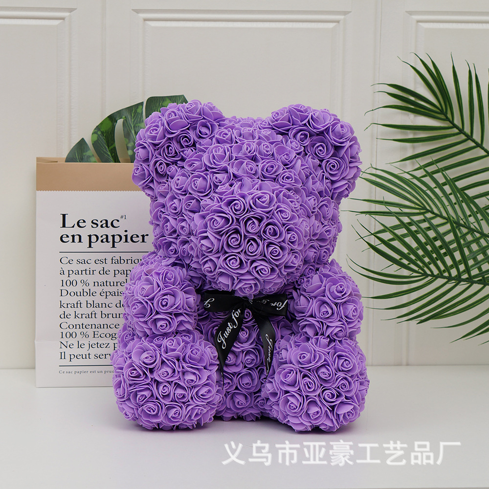 Día de San Valentín regalo Rosa oso ramo de Navidad eterna flor Rosa oso caja de regalo ramo corazón abrazando regalo de cumpleaños