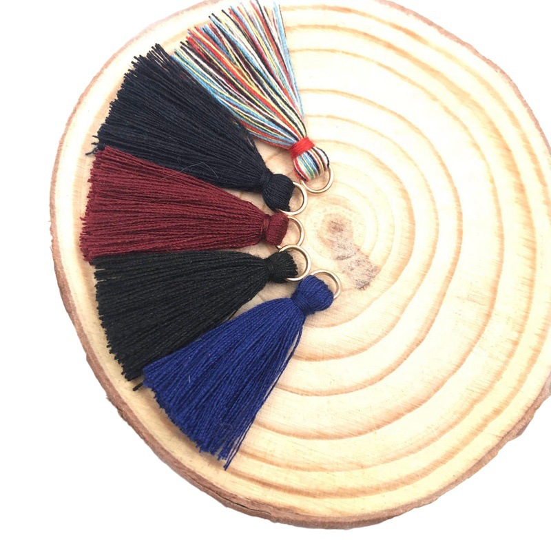36 color spot with ring 3cm cotton mini small tassel hair accessories earrings DIY jewelry clothing hanging ears