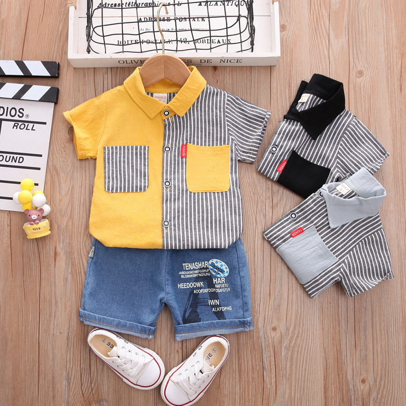 Cross-Border Children's Clothing Summer New Style Boys Infants Baby Children's Suits Casual Shirts Short-Sleeved Suits Two-Piece Trendy Sets