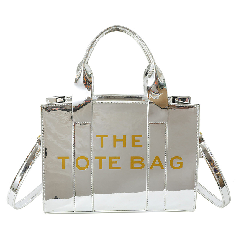 Bolso de mano estilo nuevo transfronterizo para mujer 2025, bolso de hombro y bandolera de moda europea y americana de cuero charol con letras en relieve