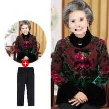 棉服女加绒加厚冬季奶奶棉袄唐装妈妈棉衣老太太金丝绒外套女