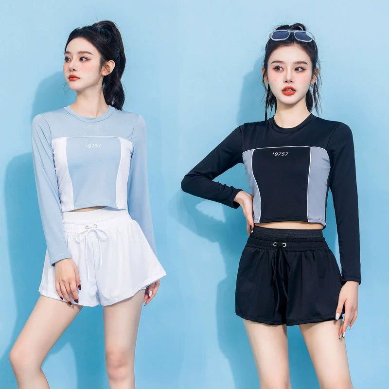 Summer split swimwear, long-sleeve for leisure, protective corner covers, set, sun protection, 2023 collection