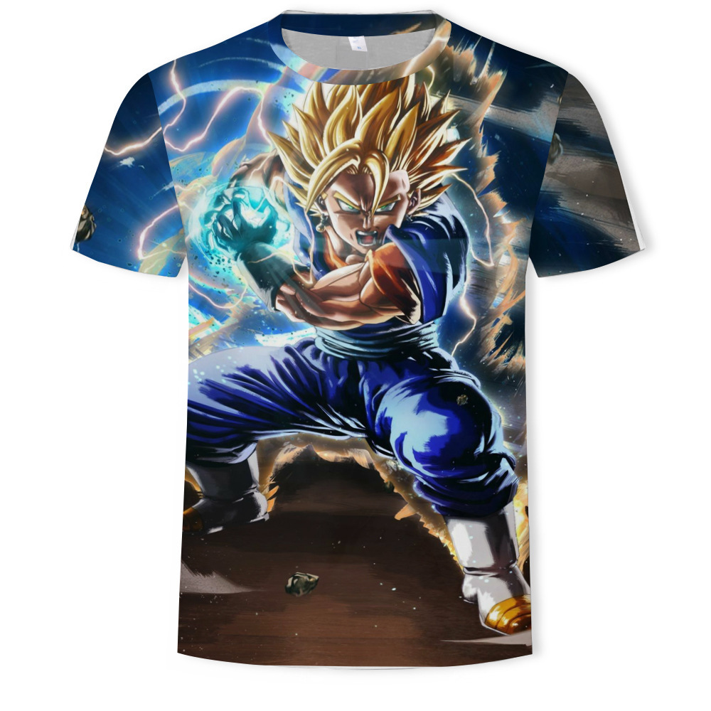 Nuevo producto AliExpress estilo explosivo tendencia super fuego anime serie Dragon Ball camiseta hombre impresión digital 3D dibujos animados europeos y americanos