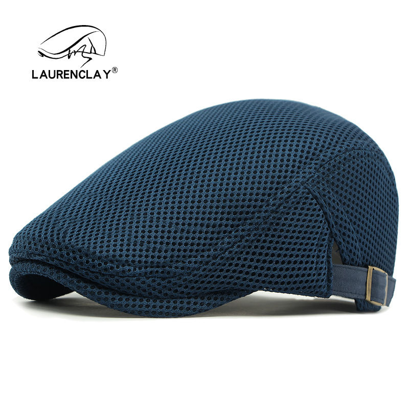 Boina de verano de las mujeres delgada malla hueca transpirable gorra de pico de estilo coreano de los hombres tablero de Luz Retro tapa de protección solar tapa delantera
