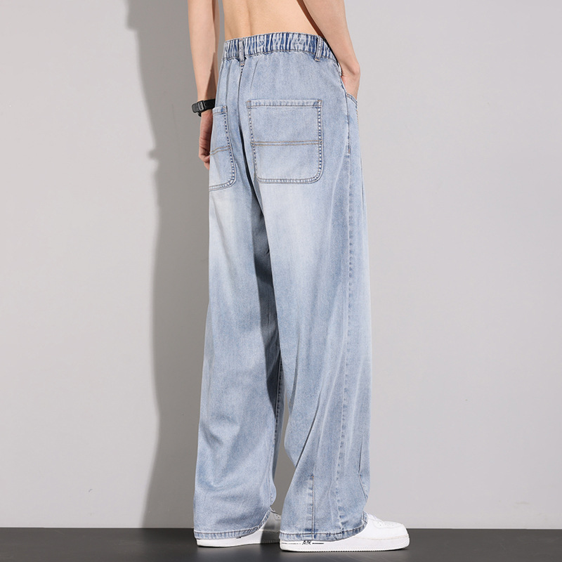Tencel Super Soft Jeans Men's 2025 Summer Thin Loose Straight Breathable Casual Pants Ice Silk Wide Leg Pants