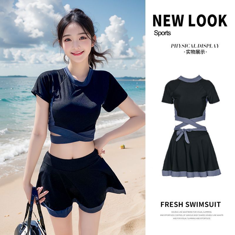 Trajes de baño de dos piezas para mujeres, cubrir la carne, cubrir el estómago, aguas termales conservadoras, estudiantes de secundaria superior, niñas, niños