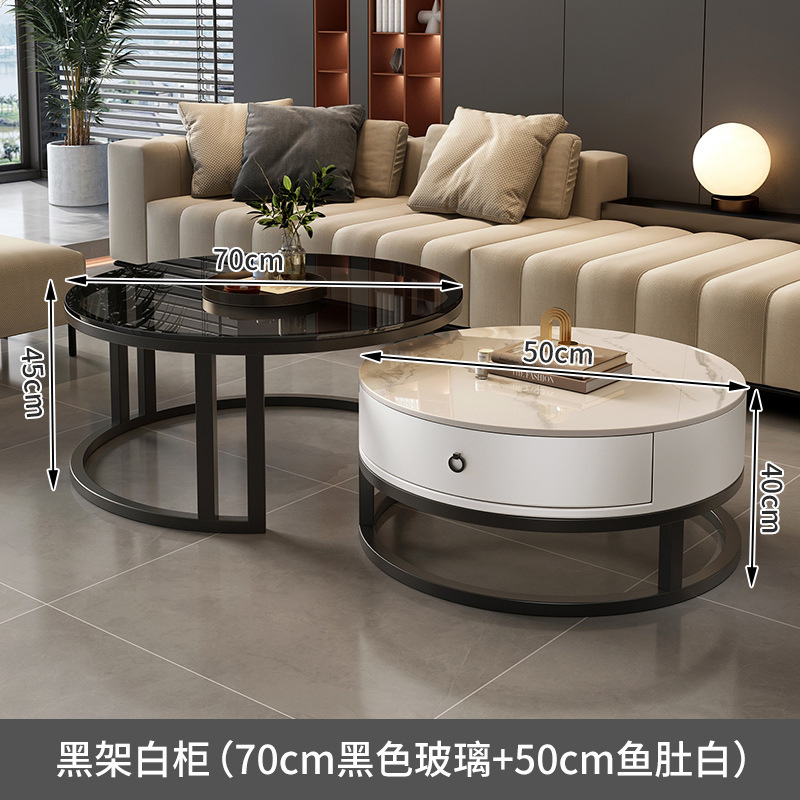 岩板茶几客厅2025新款家用网红极简轻奢感折叠圆形茶几小户型|undefined