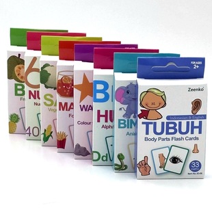 Indonesian English bilingual card body fruit cognitive card color visual flash card teaching aids Flas h Card