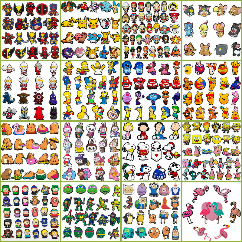 52 sets of new cartoon animation suit hole shoes shoes flower shoe buckle PVC sole buckle hole shoes diy accessories