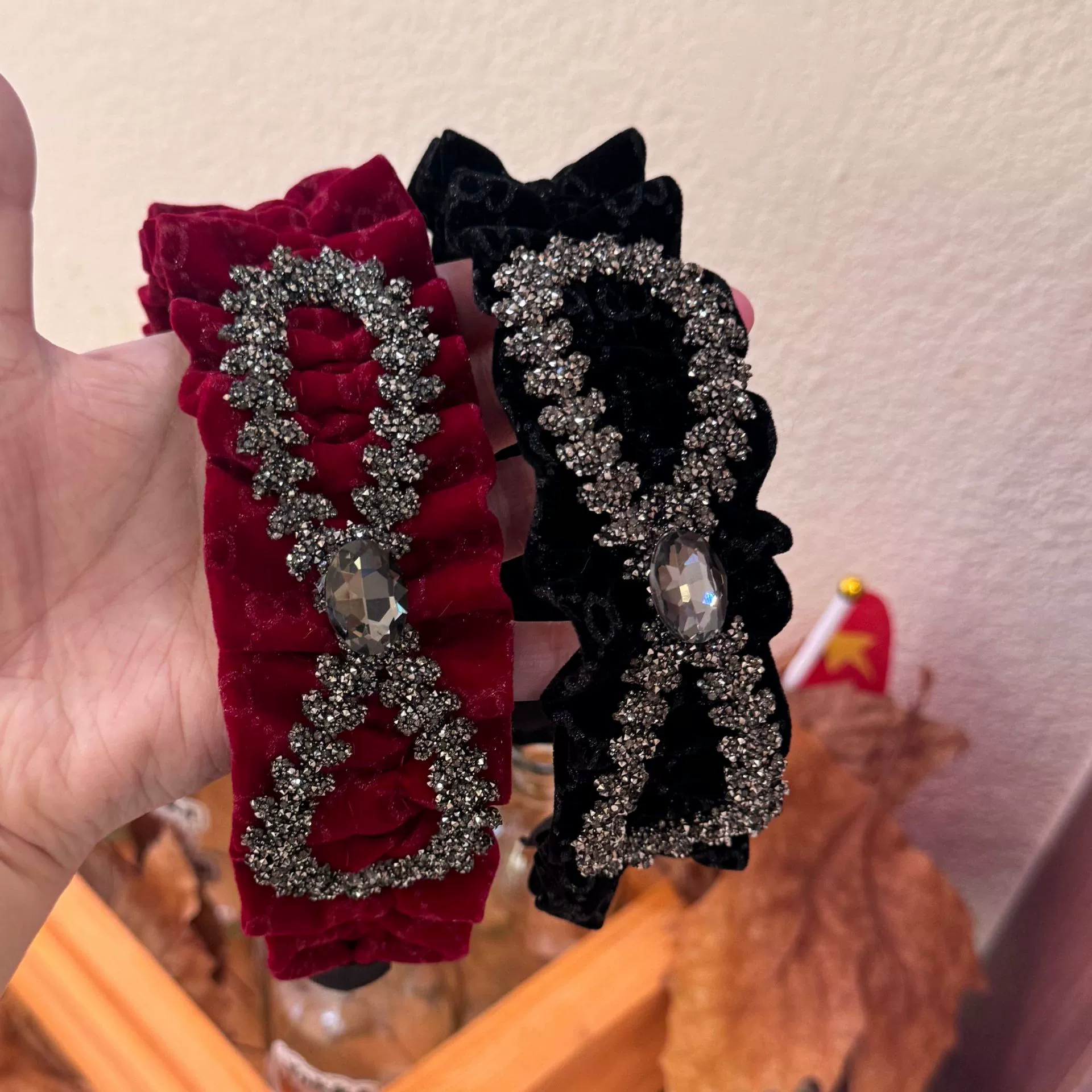 Headband, red hair accessory, high-quality style