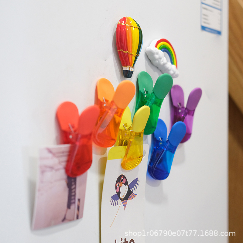Creative household colorful multifunctional transparent snack sealing clip kitchen food seasoning refrigerator clip photo magnet