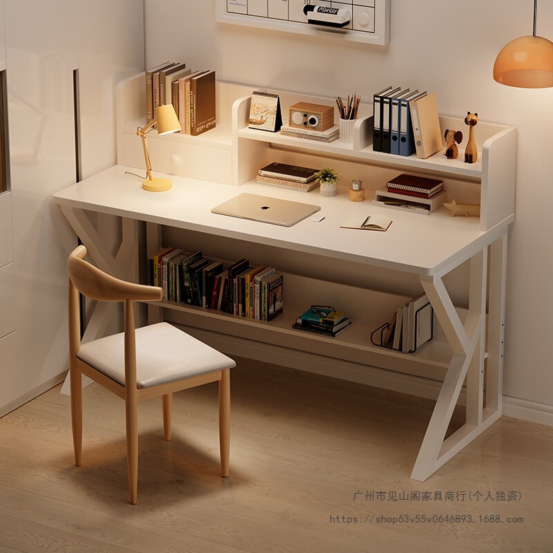 Computer Desk Desktop Home Desk Bookshelf Integrated Bedroom Student Writing Desk Study Desk with Bookcase Office Desk