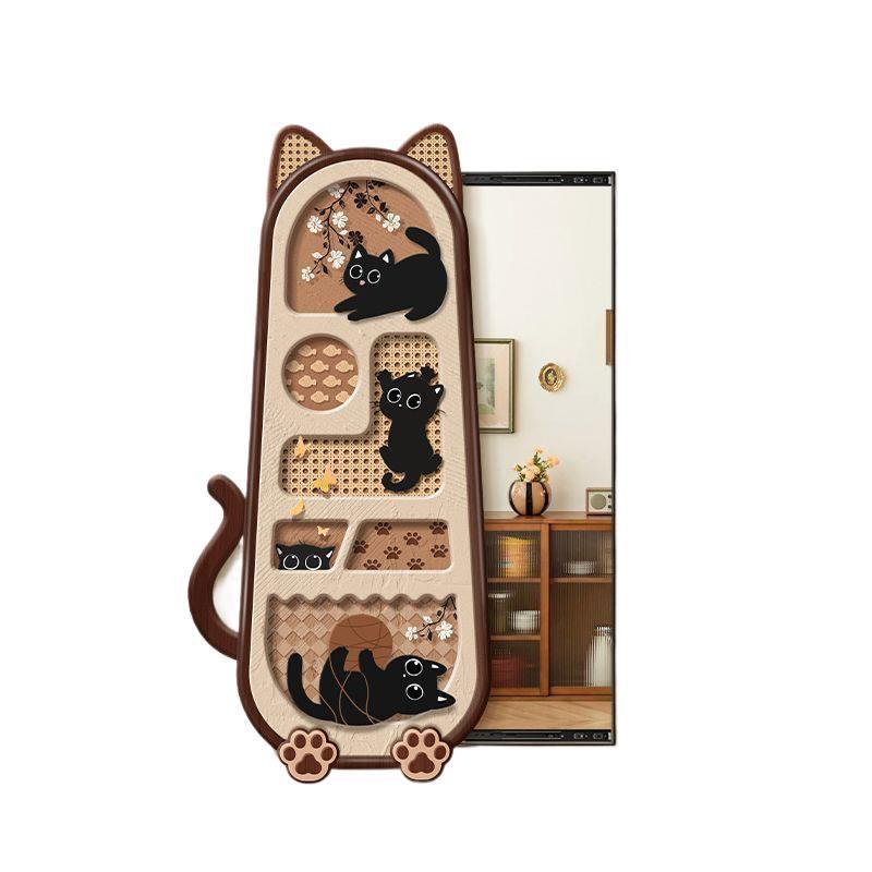 法式复古穿衣镜猫咪式中卡通全身镜隐藏式玄关装饰画推拉暗藏古风|undefined
