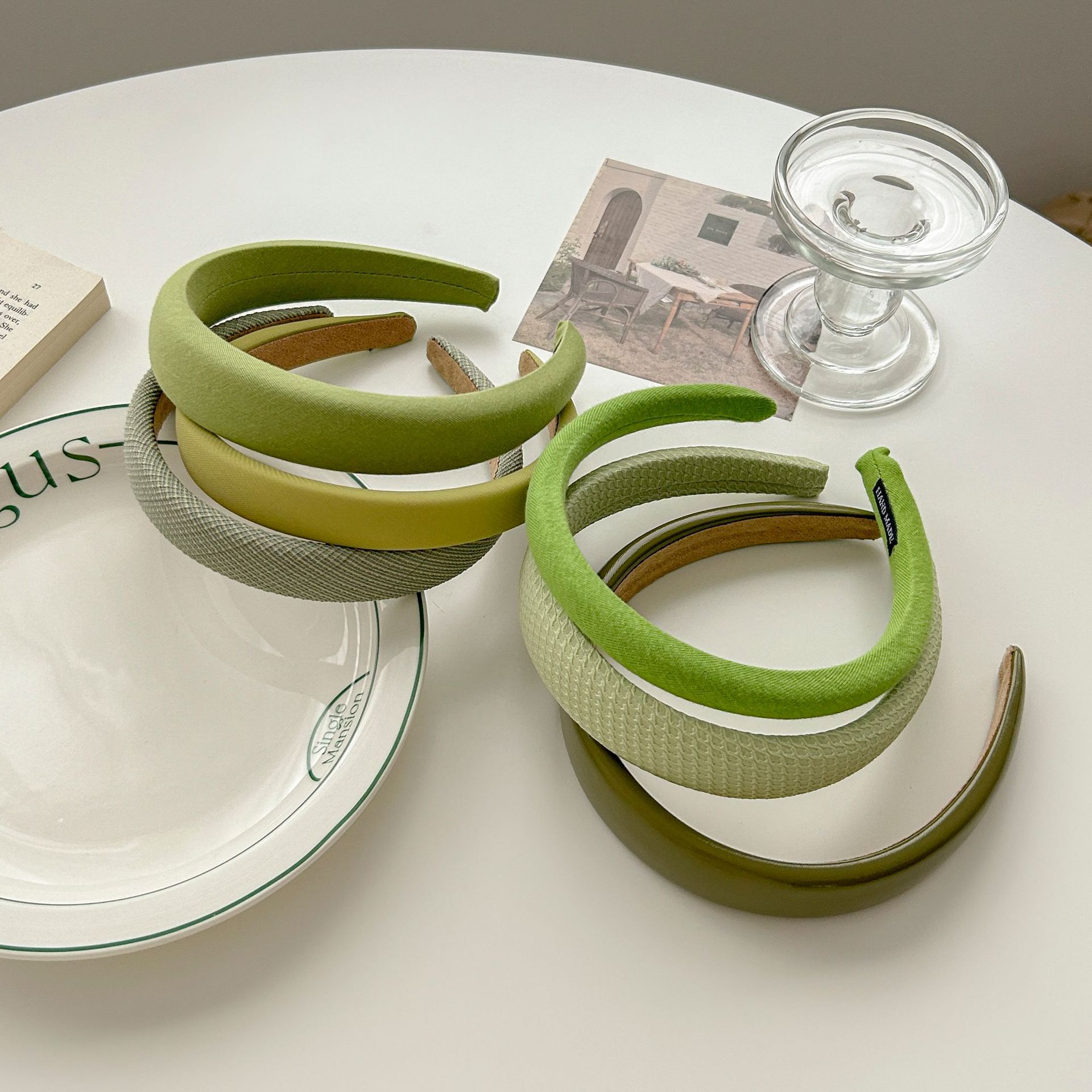 森系绿色发箍宽边小香风高颅顶压发发卡