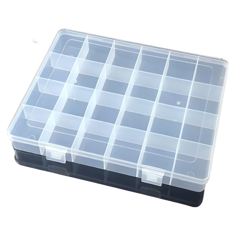 Large 24-grid storage box with card slot fixed compartment large capacity glass rice beads diy accessories jewelry transparent whole