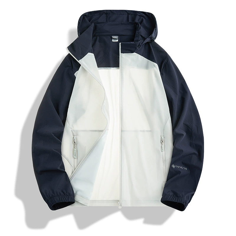 Летняя тонкая солнцезащитная одежда для мужчин и женщин, уличная быстросохнущая дышащая эластичная ветровка с капюшоном и защитой от УФ-лучей