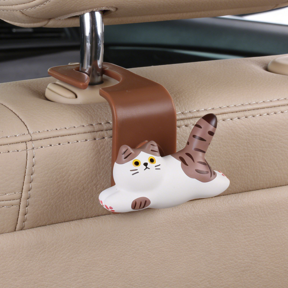 Cute dibujos animados rayas gatos asiento de automóvil gancho para el asiento trasero del automóvil almacenamiento de gancho decorativo