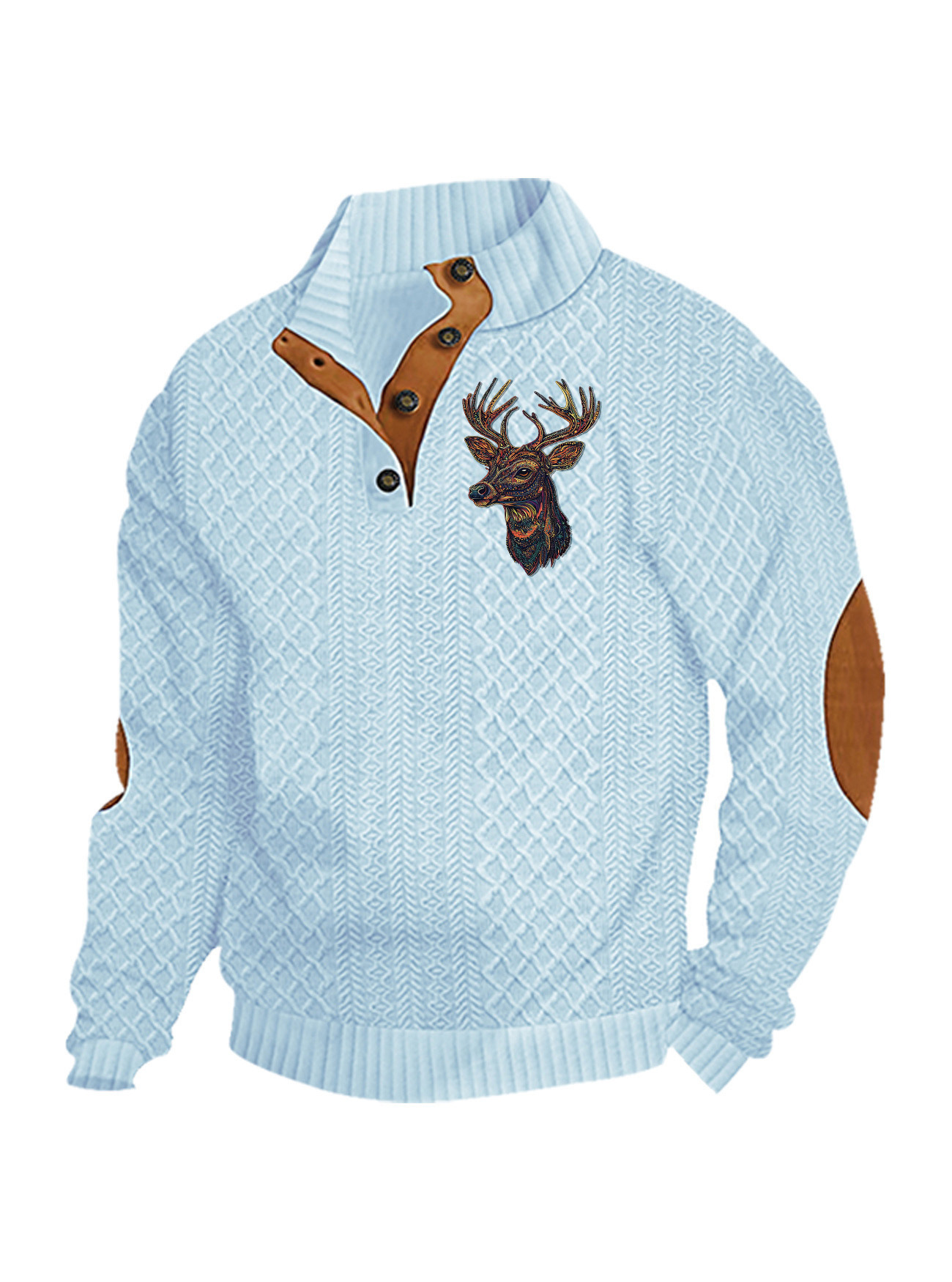 Transfronterizos Amazon otoño invierno caliente tamaño europeo para hombres al aire libre imitación de cuello de manga larga impresa hoodie de tres botones
