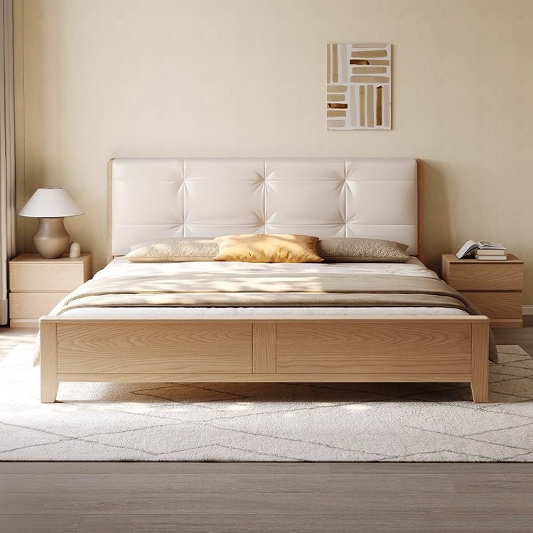 白蠟木全實木床北歐現代簡約網紅床主臥室1.8m單雙人床