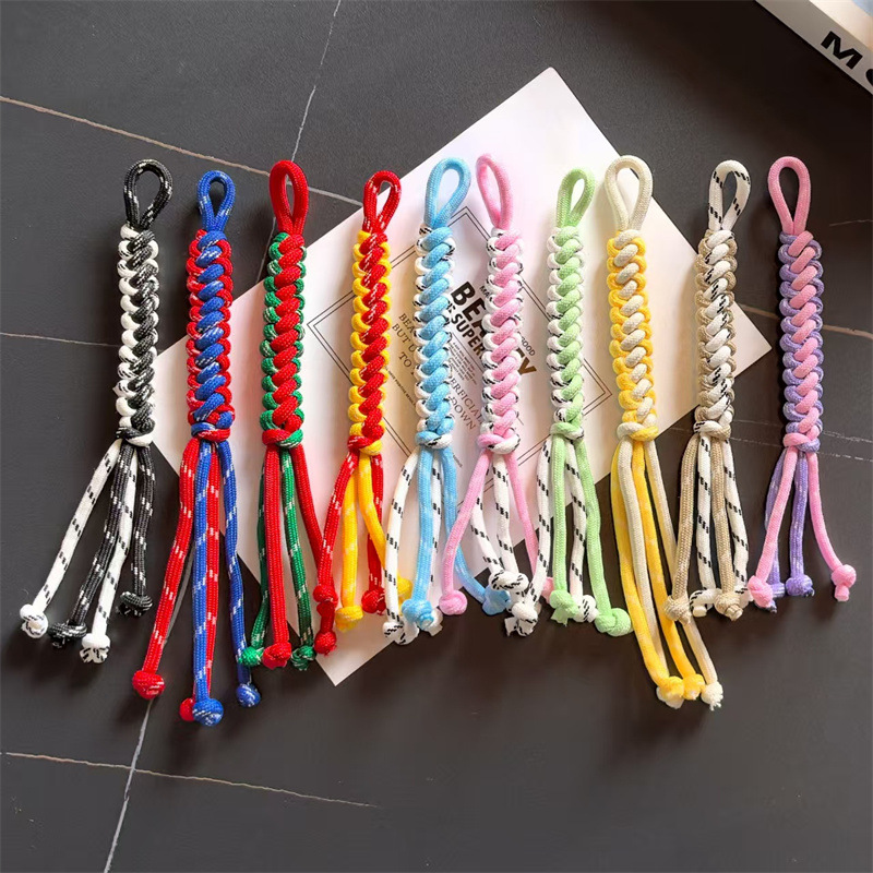 Miu Series Colorfulful Bag Pendants, Hand-Woven Key Pendants, Polyester Rope Core-Spun Shoelace Rope Keychains