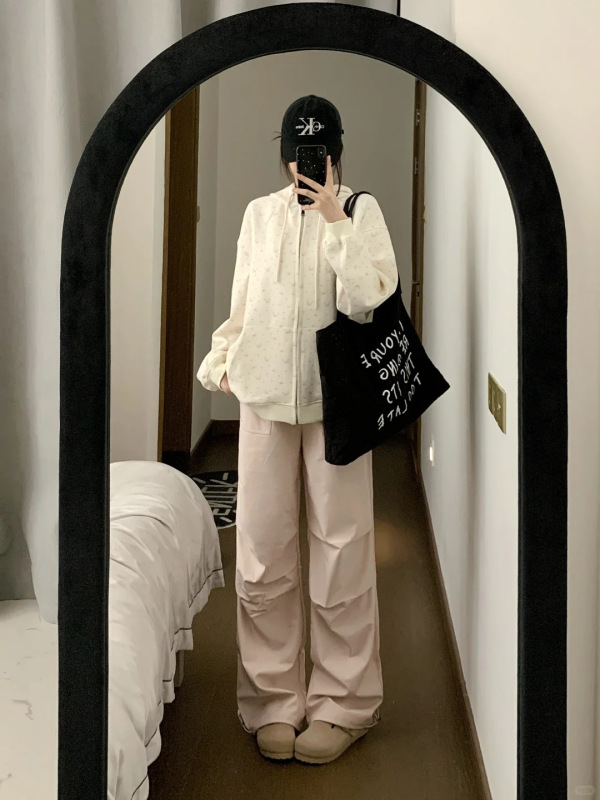 蝴蝶结碎花连帽卫衣外套女春秋2025新款韩系长袖拉链开衫上衣早秋|undefined