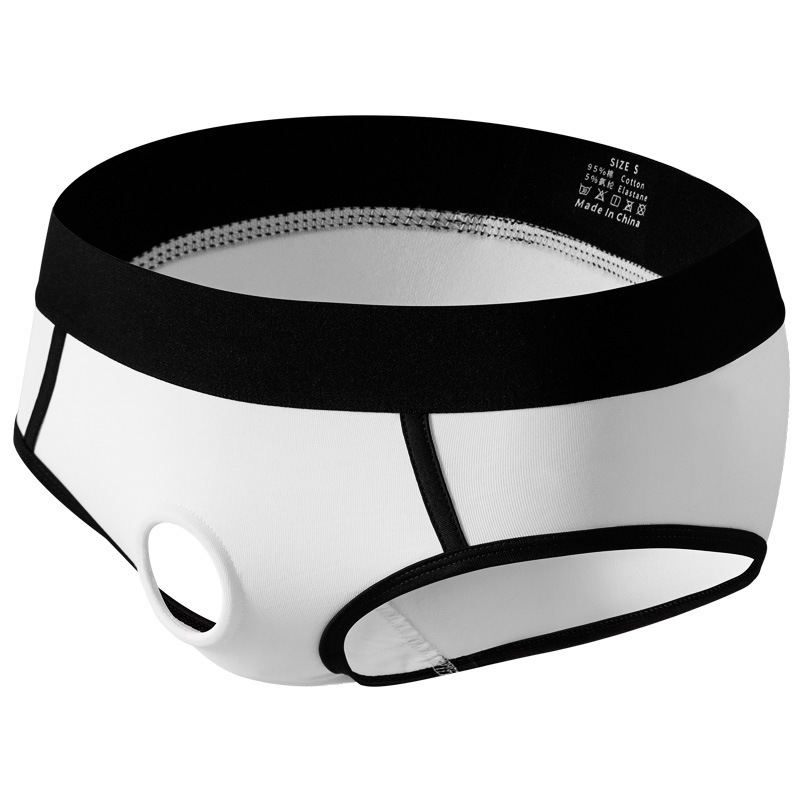 Cross-Border Underwear for Gay Men, No Need to Take Off Jj Set, Mutual Comfort, Wearing Vibrator, Sexy Open-File Silicone Ring Briefs