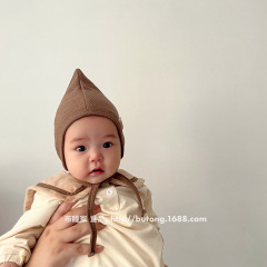 Ins風赤ちゃんの胎帽超萌え新生児宮廷帽春秋子供の赤ちゃんの先の尖った帽子の頭の帽子