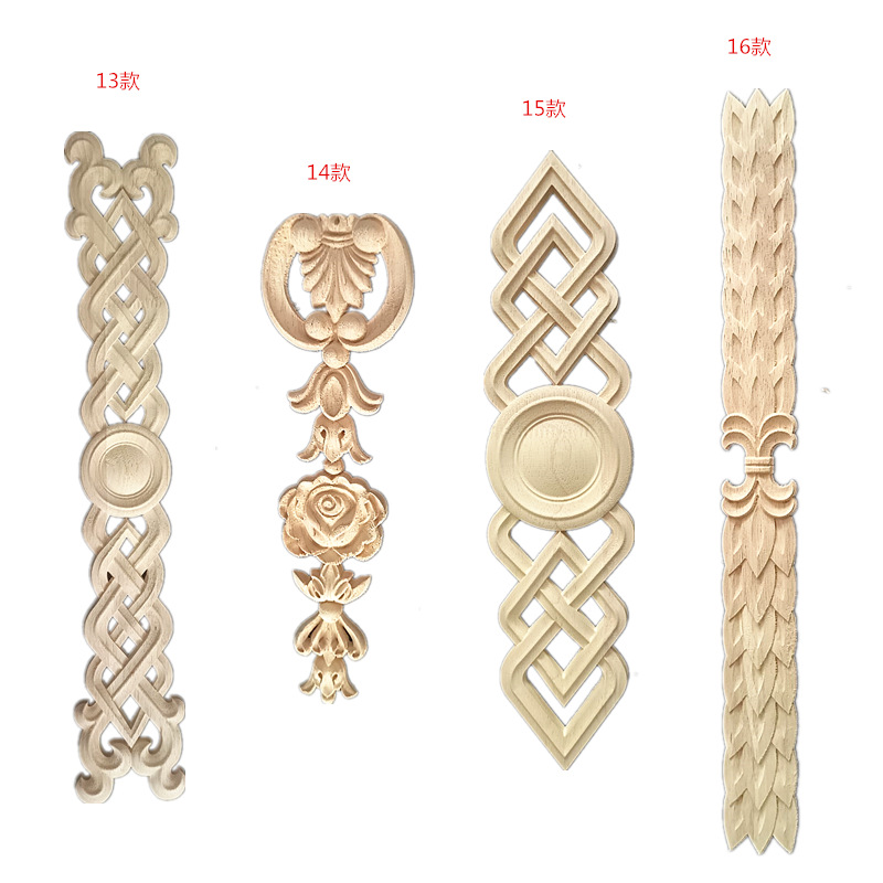 Dongyang Wood Carving European-style Decals Solid Wood Flower Furniture Cabinet Door Carved Decorative Wood Flower Cross-border Wholesale