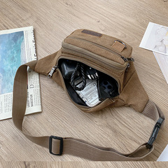New canvas retro waist bag for men, fashionable large capacity chest bag, crossbody bag, mobile phone bag, outdoor bag for women, stall sale.