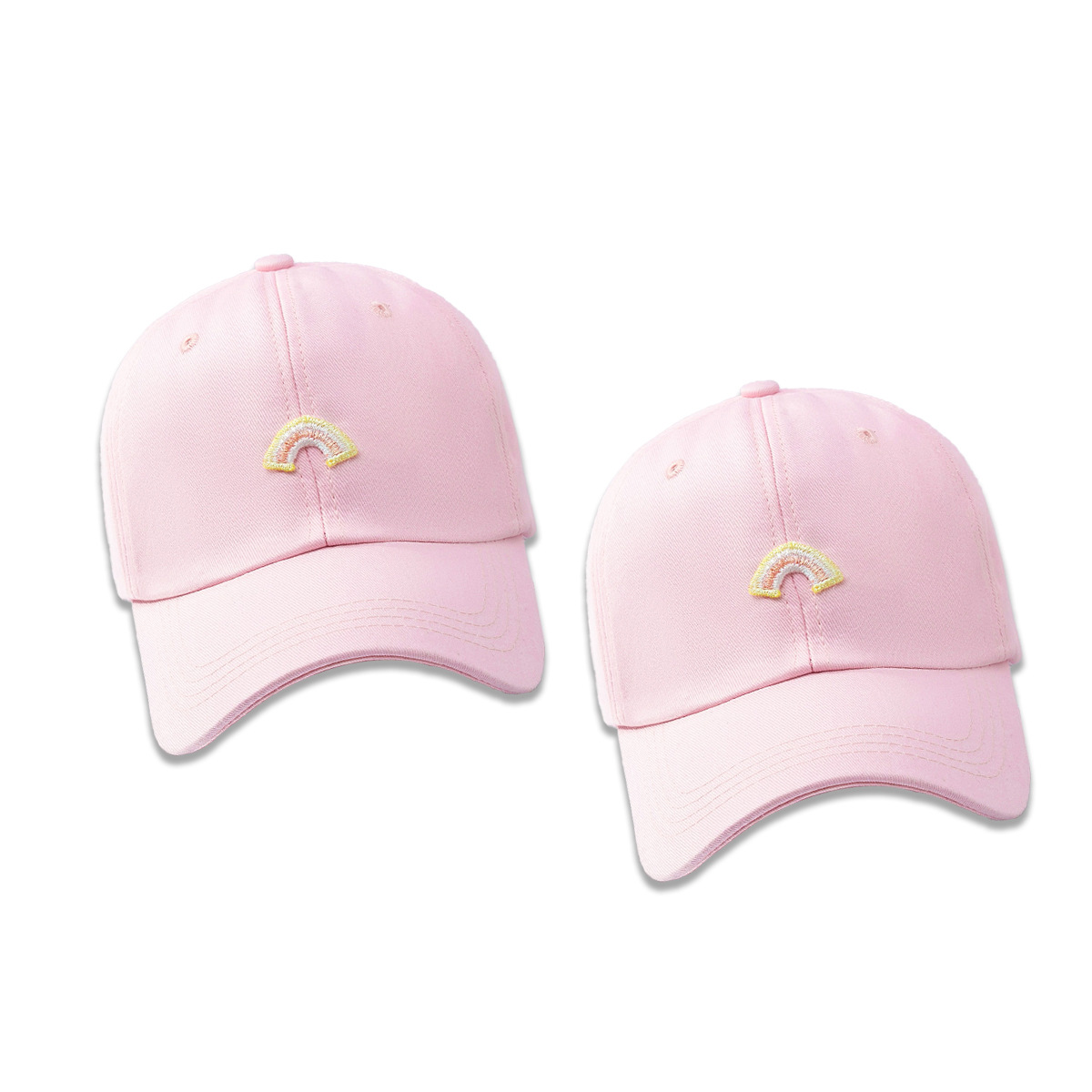 Fashion Wide Brim Rainbow Pattern Pink Baseball Cap display picture 2