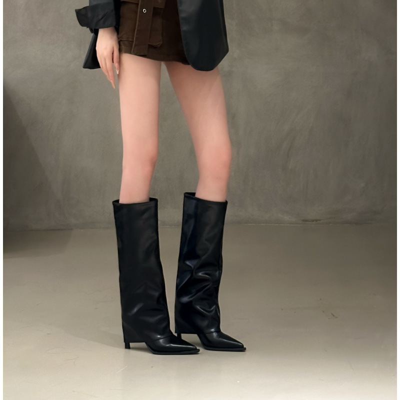 Floral Stream Pointed Toe Hot Girl Style High Boots Women's Stiletto Heel 2025 Spring and Autumn New High Heel Over-The-Knee Long Boots